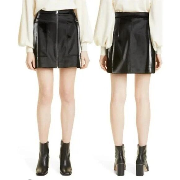 NWT Ted Baker London Latasha Vinyl Utility Mini Skirt in Black. Size 12 (5). - Picture 1 of 8